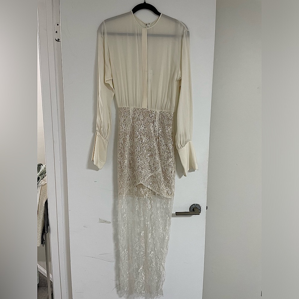 Alessandra Rich Silk long sleeve lace maxi dress/evening gown Size 38